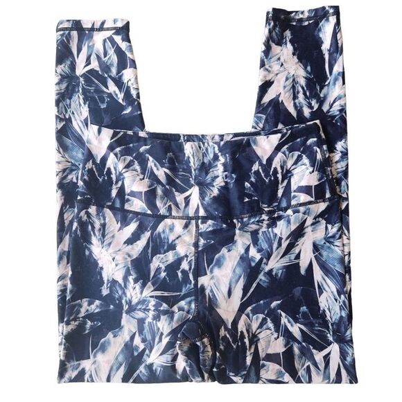 Kyodan Floral Leggings Tropical Print Blue Gray Pink Size Medium - Picture 3 of 5